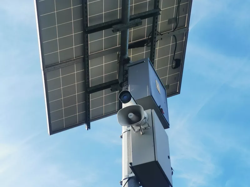 Camera on pole from below