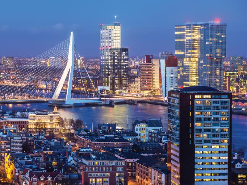 erasmus bridge in rotterdam in daylight