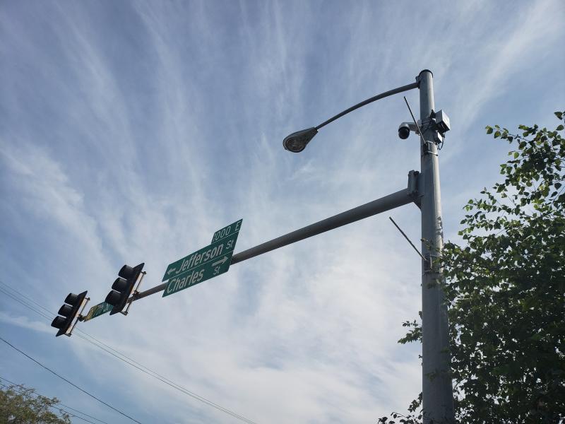 Axis cameras at intersection on light pole