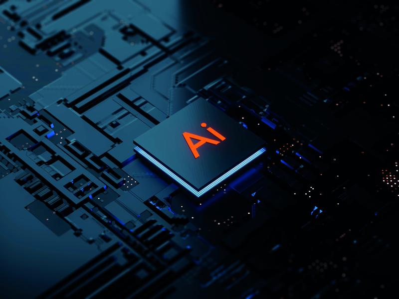 ai chip on blue background
