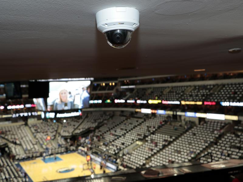Camera on ceiling of American Airlines Center