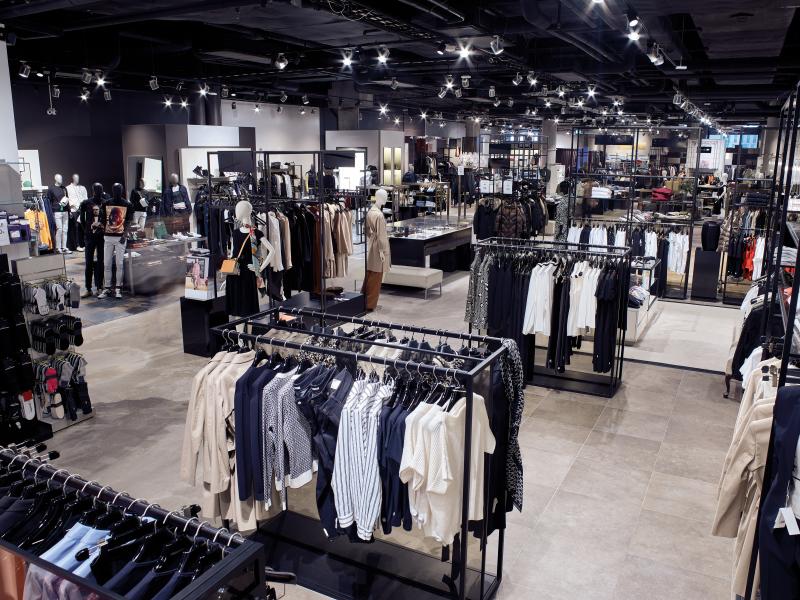 Clothes hanging in a shop