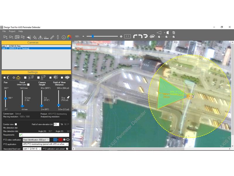 Ptz autotracking design tool screenshot.