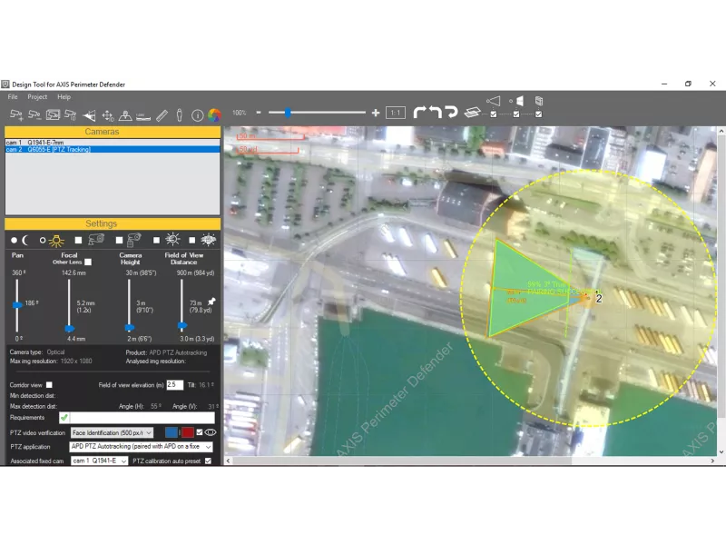 Ptz autotracking design tool screenshot. 
