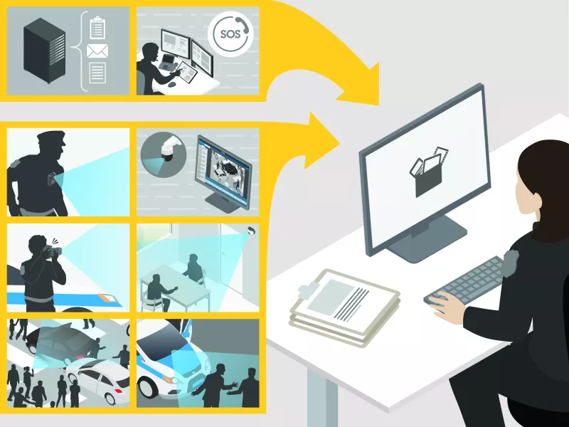 Illustration of a person receiving information on a screen