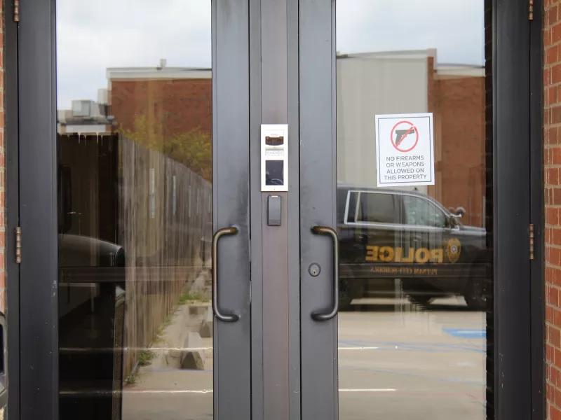2N intercom at door of school