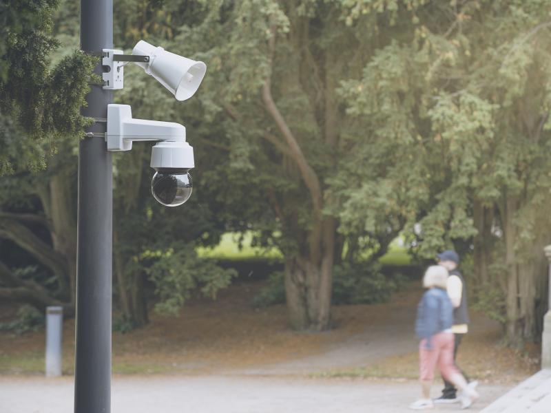 c1310e and q1655ee mounted on a pole in a park