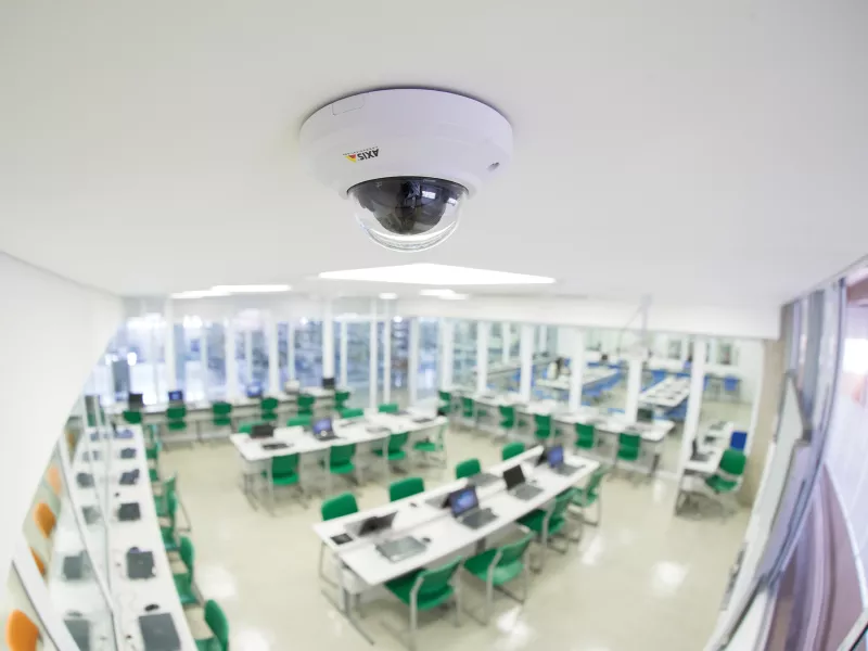 Camera overlooking cafeteria