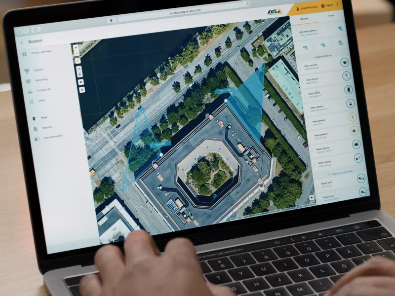 Screenshot of Axis Site Designer on laptop