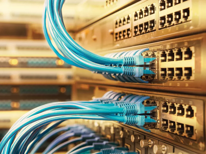 Server and turquoise cables