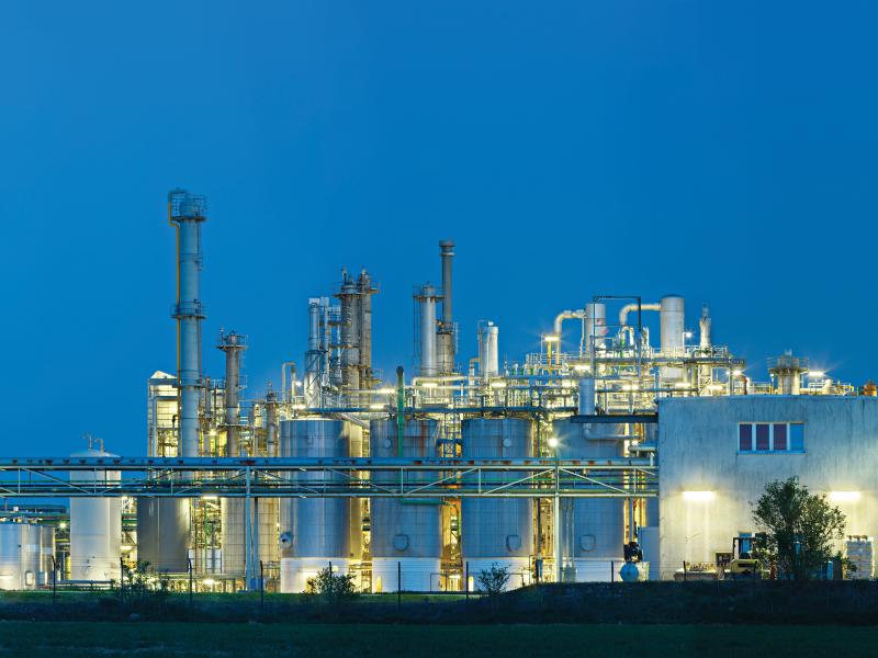 Chemical plant at night
