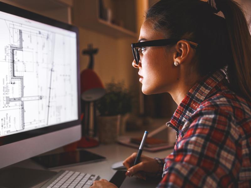 Woman designing at a computer