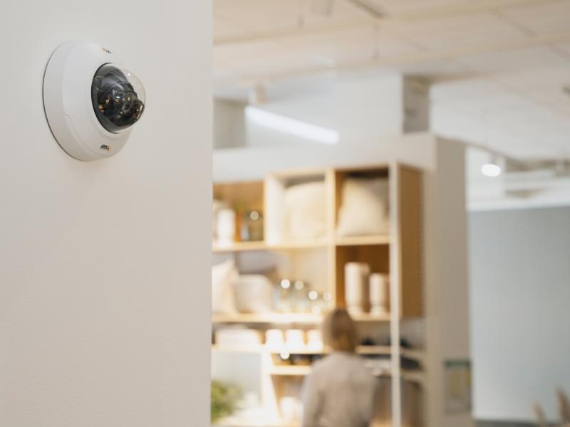 AXIS M4216-V Dome Camera mounted in retail store
