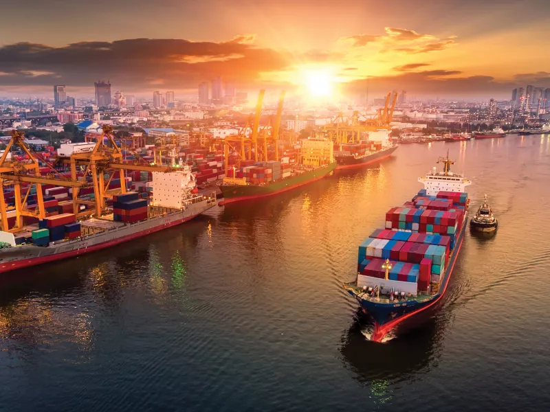 Container in sunset