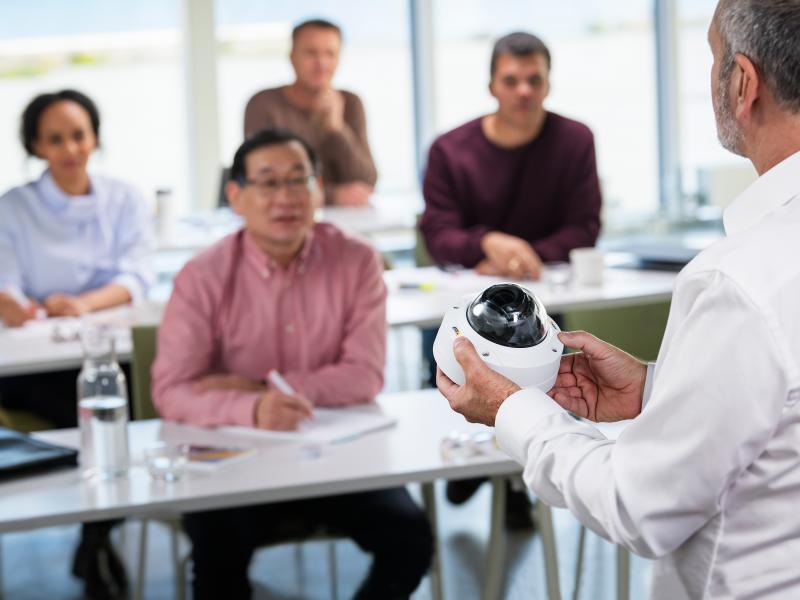 A trainer in front of a class