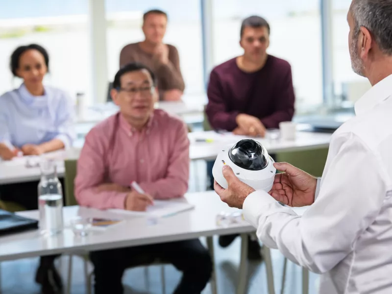 A trainer in front of a class