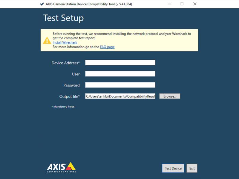 Login to AXIS Camera Station Device Compatibility Tool