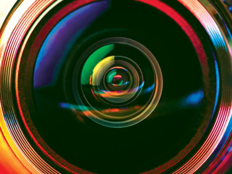 Closeup of a camera lens