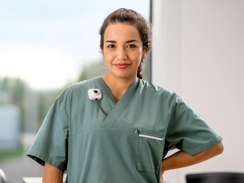 Nurse with AXIS TW1201 Body worn camera