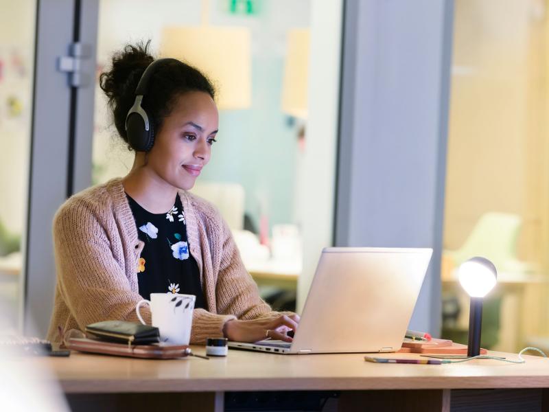 Woman studying in an office