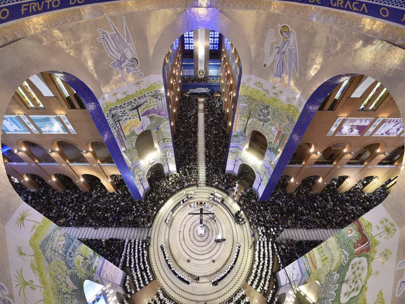 Aerial looking down from cathdral ceiling