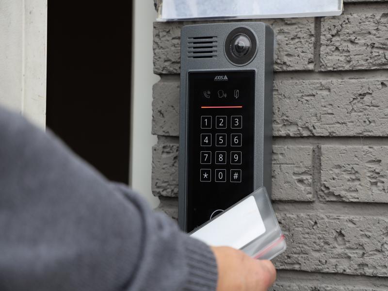 Badge being swiped on access control