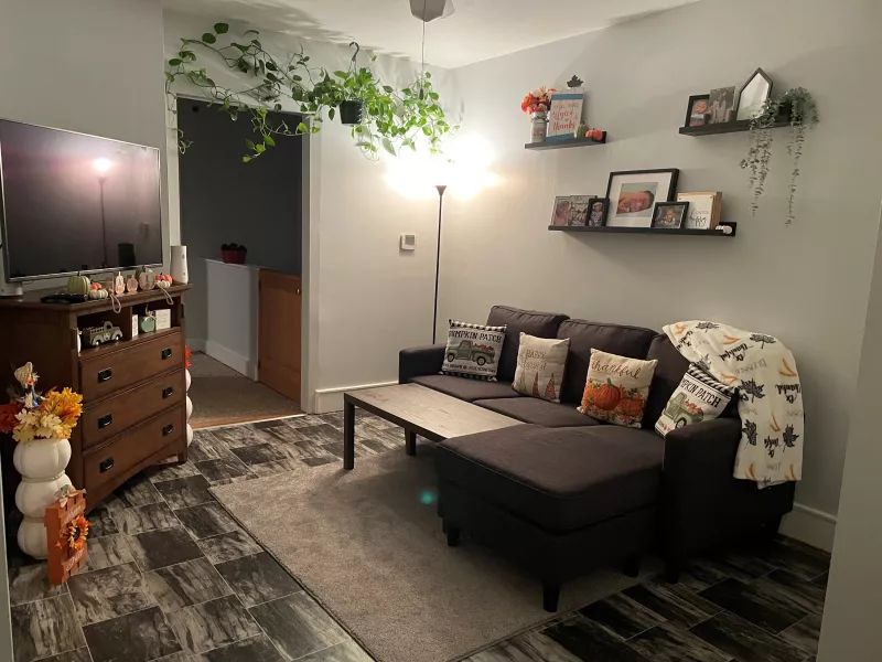 Living room of transitional housing unit