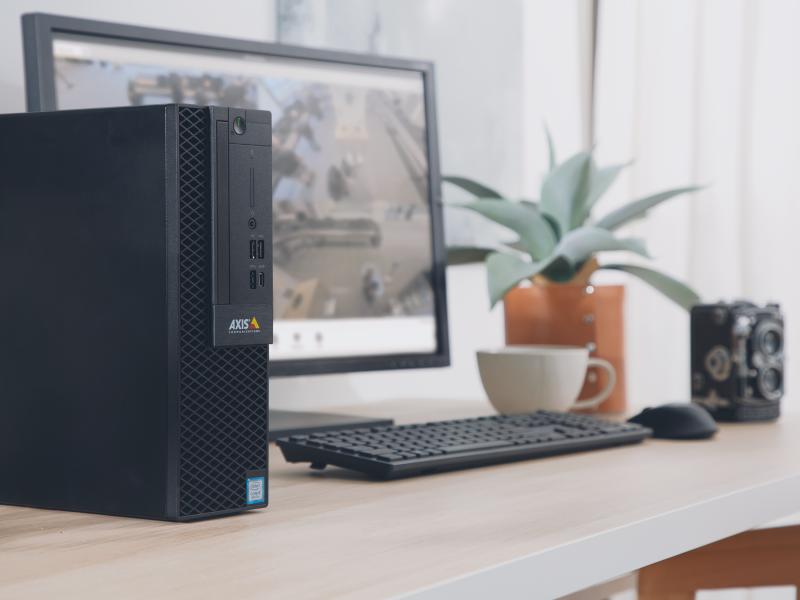 AXIS Camera Station S9002 Mk II Desktop Terminal on a desk