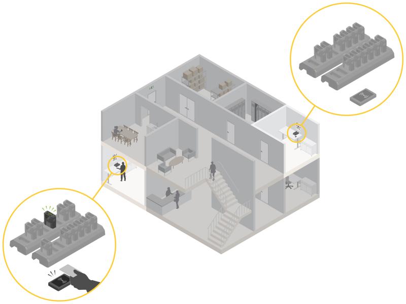 Illustration of body worn self assign