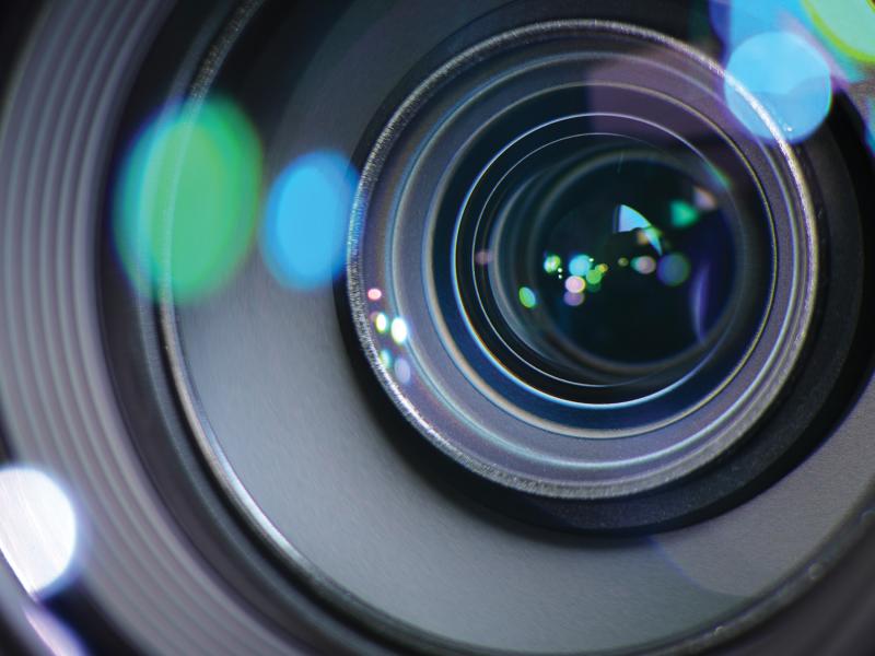 Close up image of camera lens.