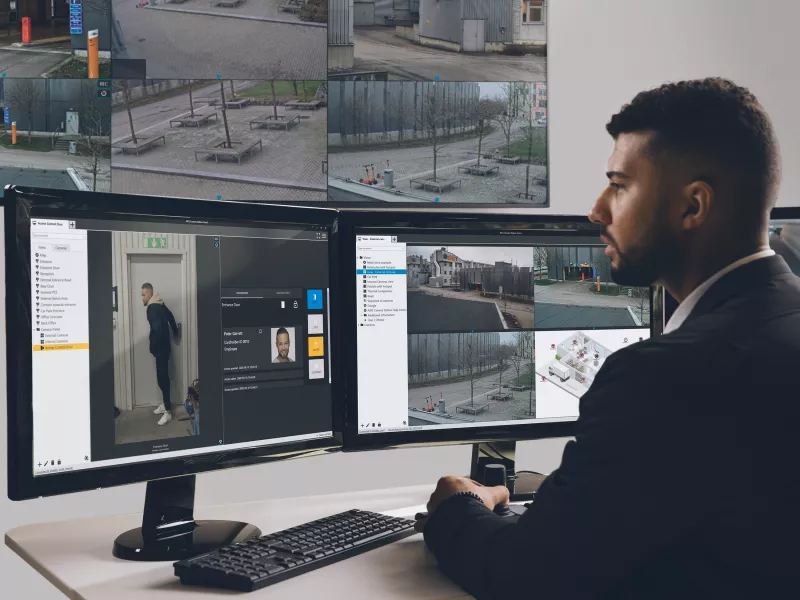 Man operating a computer
