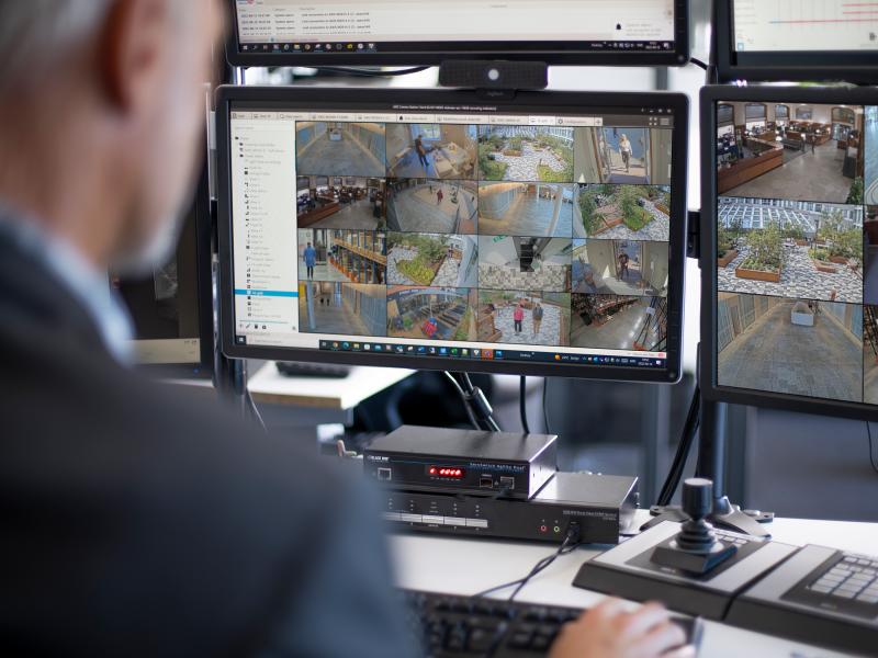 AXIS Camera Station operator working in a control center