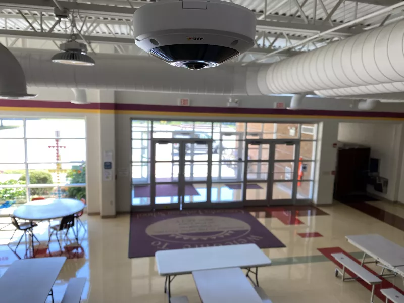 M3058 in foreground of ceiling showing front doors