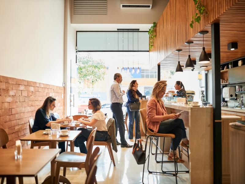 people in an cafe or restaurant