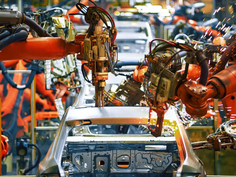 robot arms automotive assembly line