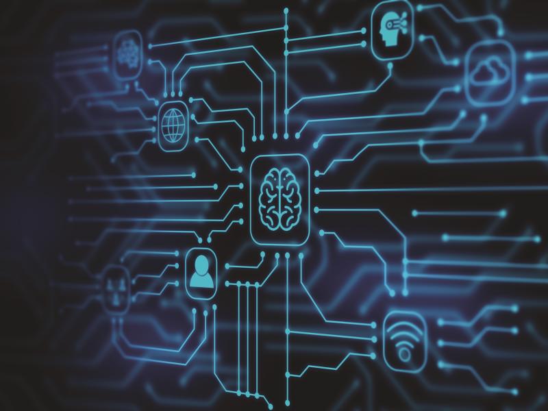 Ai brain virtual connectors connections symbols