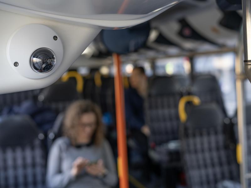 Onboard camera on bus.