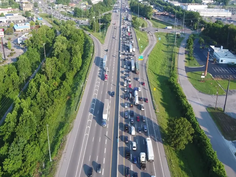 Aerial shot of 4 mile stretch of I-24