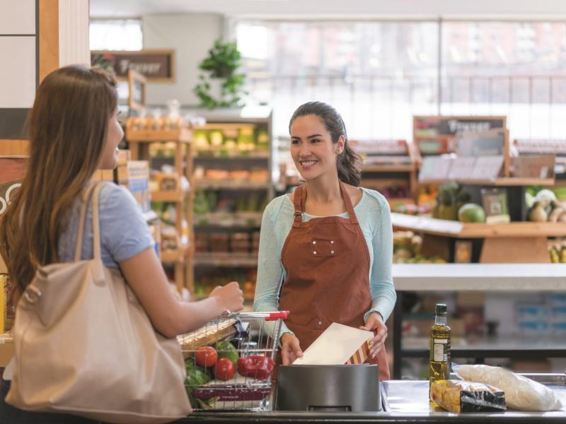 Cashier customer in retail store