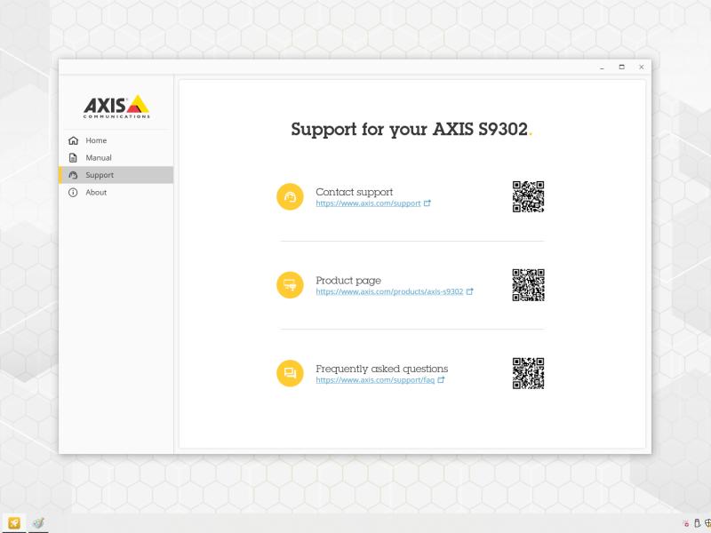 AXIS Recorder Toolbox Screenshot, product support view