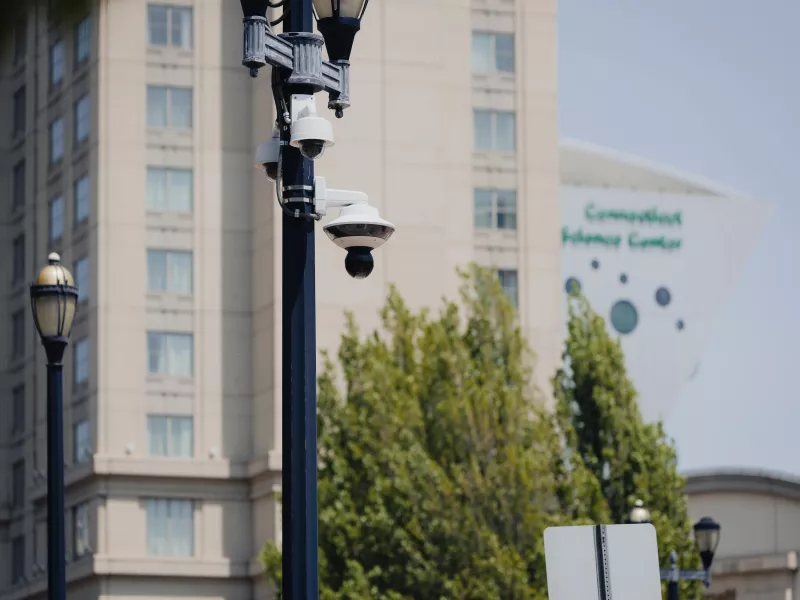 Camera on street pole in Hartford