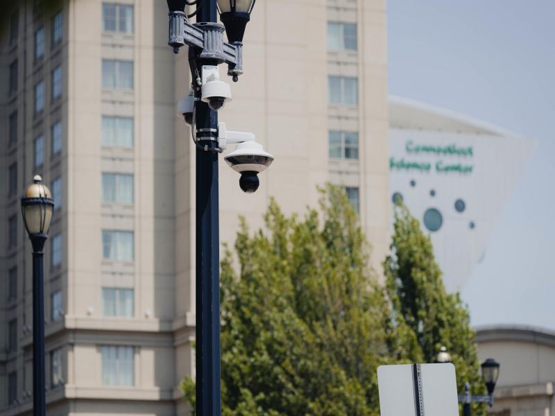 Camera on street pole in Hartford