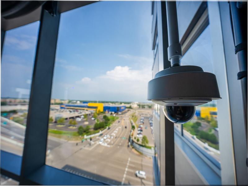 Camera in foreground with Mall of America parking lot in background