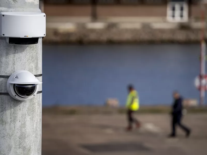 radar and panoramic camera mounted on pole