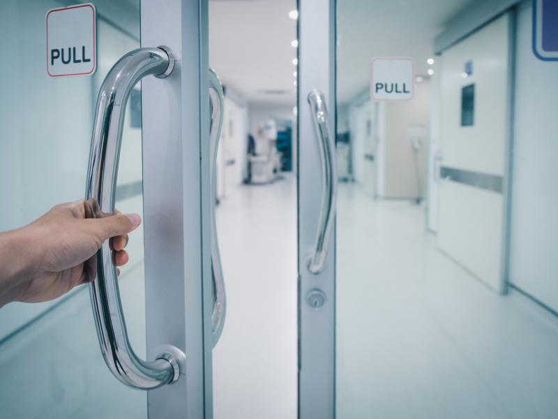 Hand opening hospital ward door 2305 hi