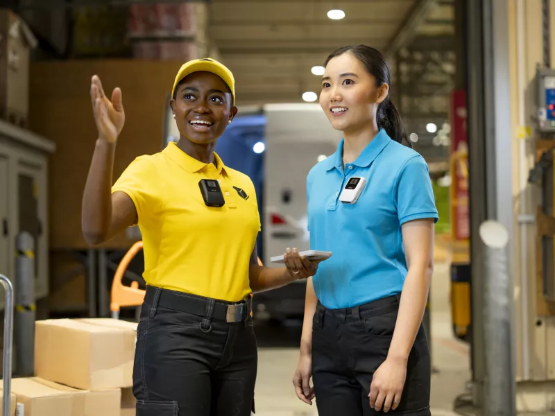 Courier and retail staff with wearable cameras