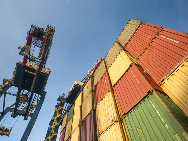 Stack of cargo containers at port