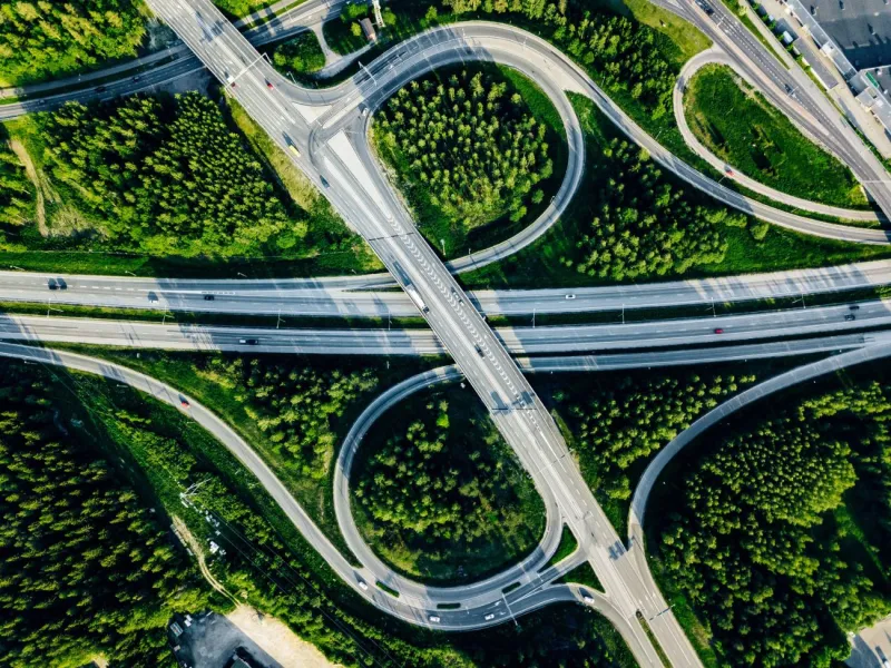 Areal view on the highway overpass