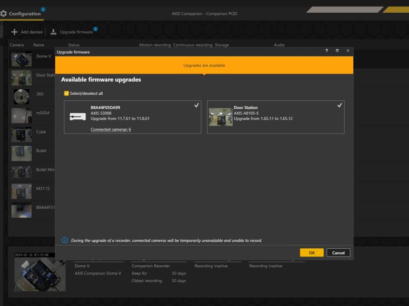 AXIS Companion firmware upgrades