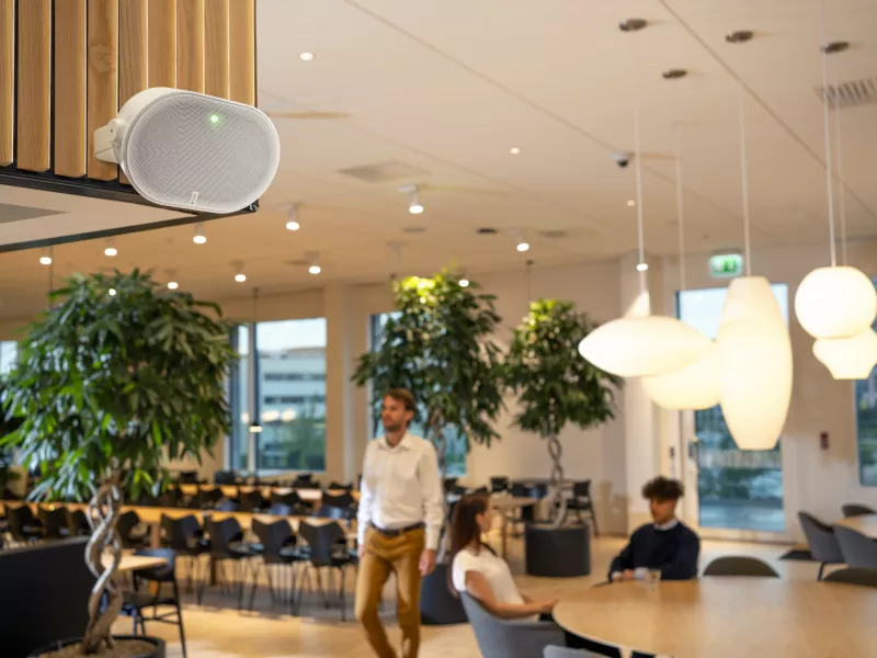 AXIS C1111-E on wall in canteen